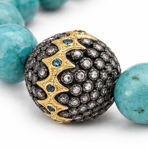 Armenta Diamond Magnesite Bead Bracelet • Mixed Metal Old World Pull Cord